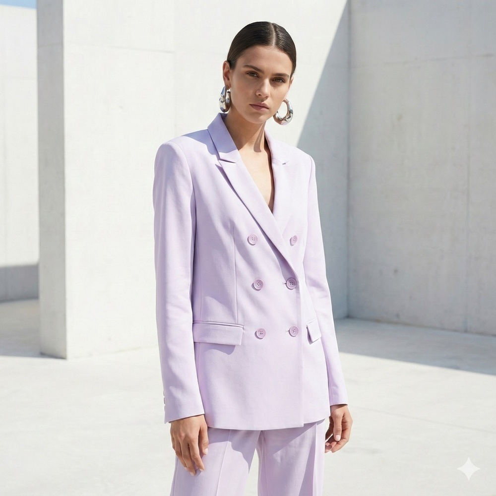 Tibi Lavender Purple Steward Double Breasted Power Blazer Jacket - Size 10 (M/L)